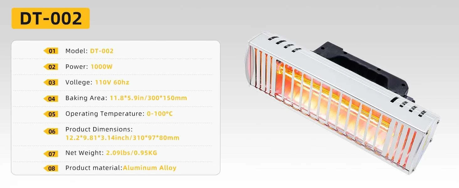 Portable Infrared Paint Curing Lamp 1000W/2000W for Car Repair-DT-SC-002 / 220V EU / GERMANY