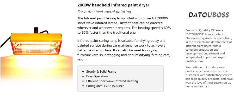 Portable Infrared Paint Curing Lamp 1000W/2000W for Car Repair-DT-SC-002 / 220V EU / GERMANY