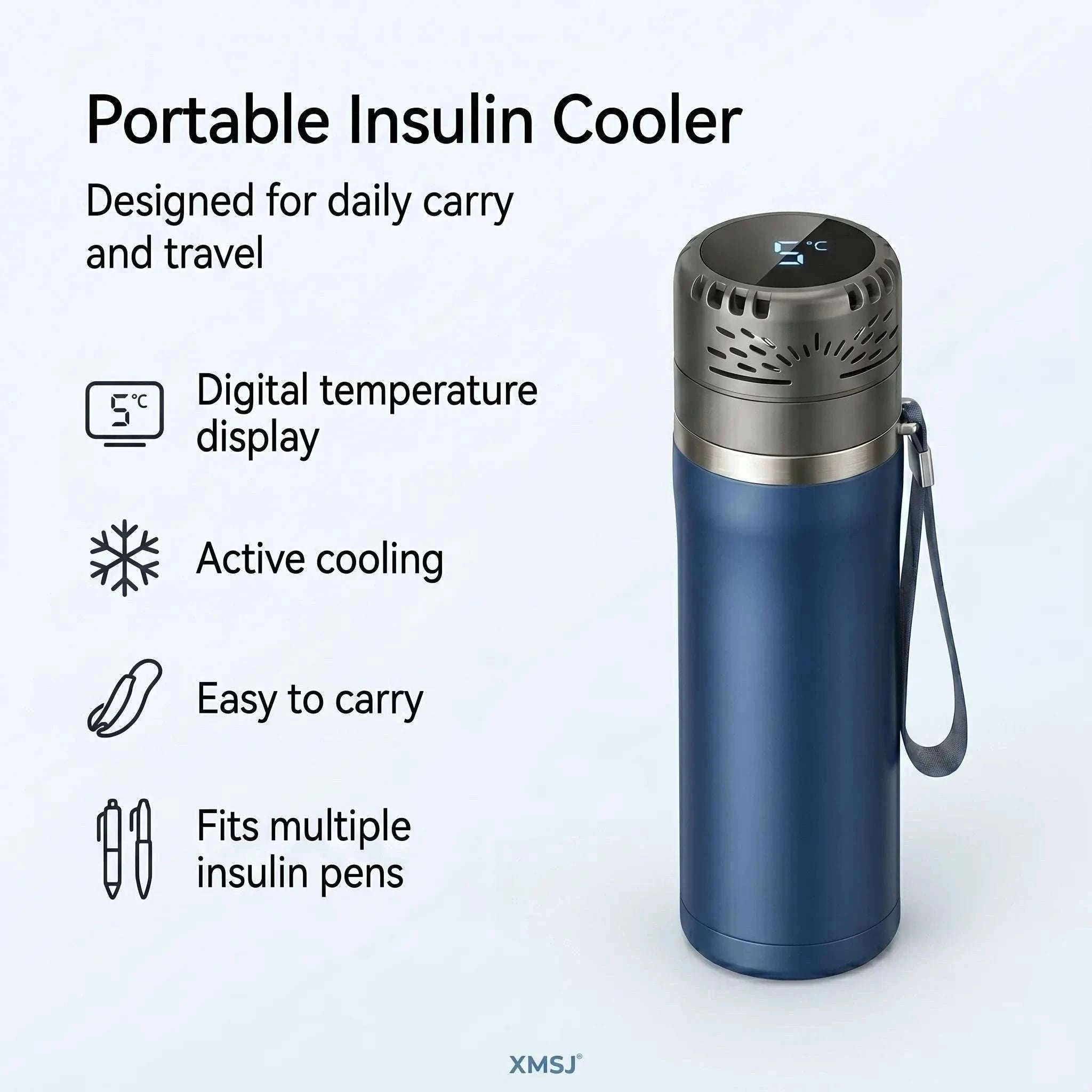 Portable Insulin Cooler Mini Fridge with Digital Temperature Control-Black / CN