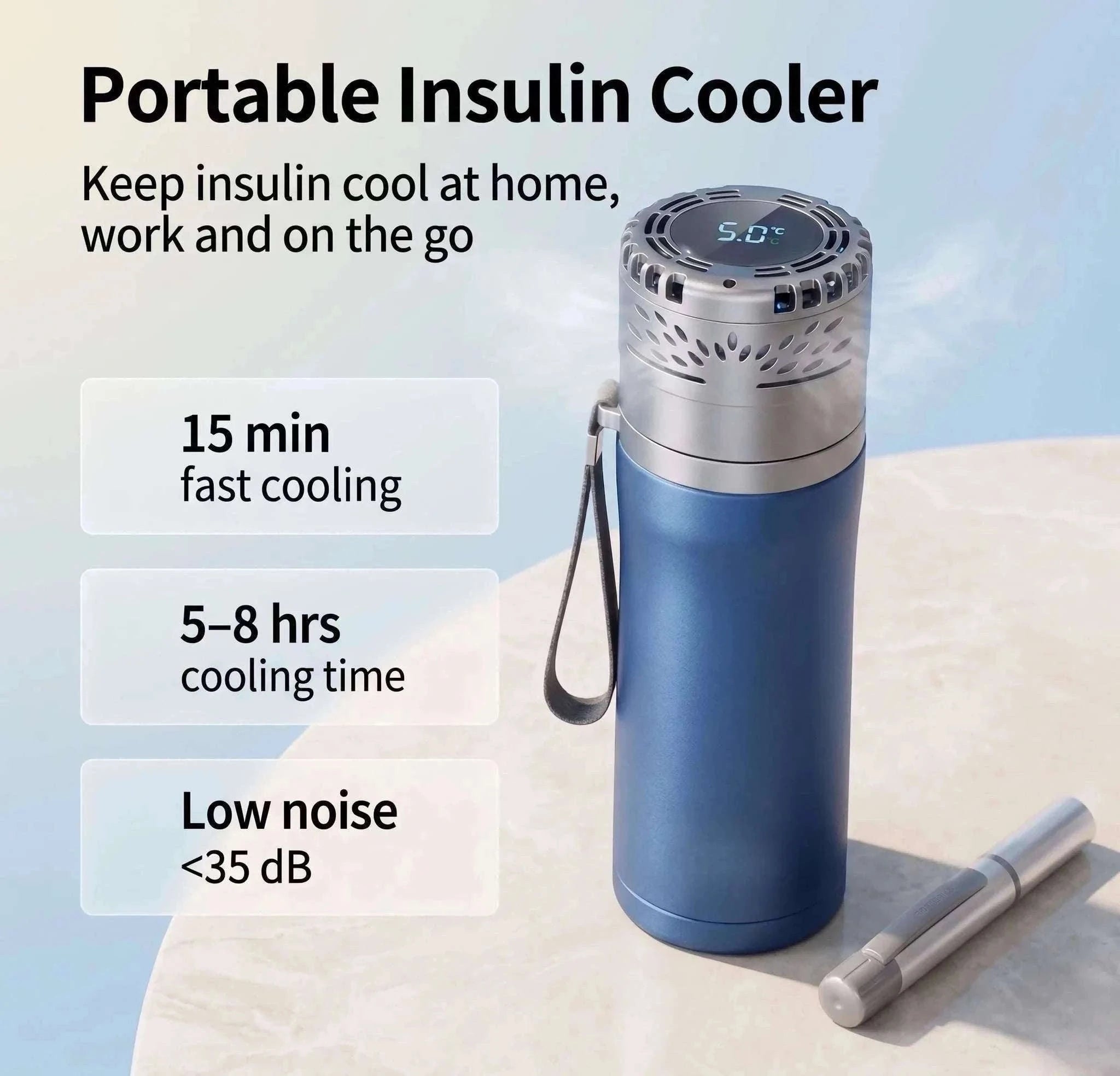 Portable Insulin Cooler Mini Fridge with Digital Temperature Control-Black / CN