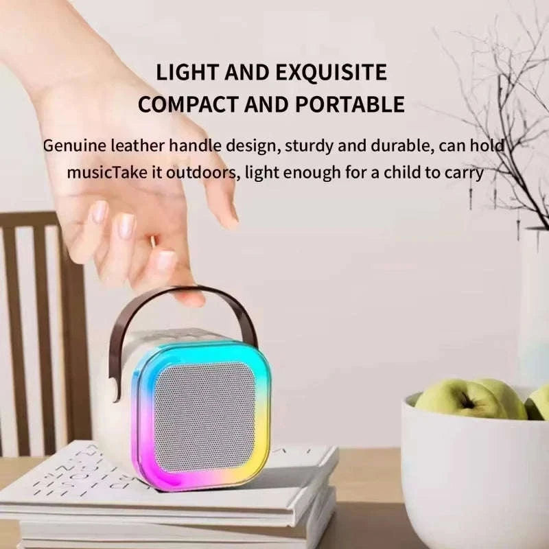 Portable Karaoke Bluetooth Speaker with Wireless Microphone & LED Lights-United States / Blue with 2Mic
