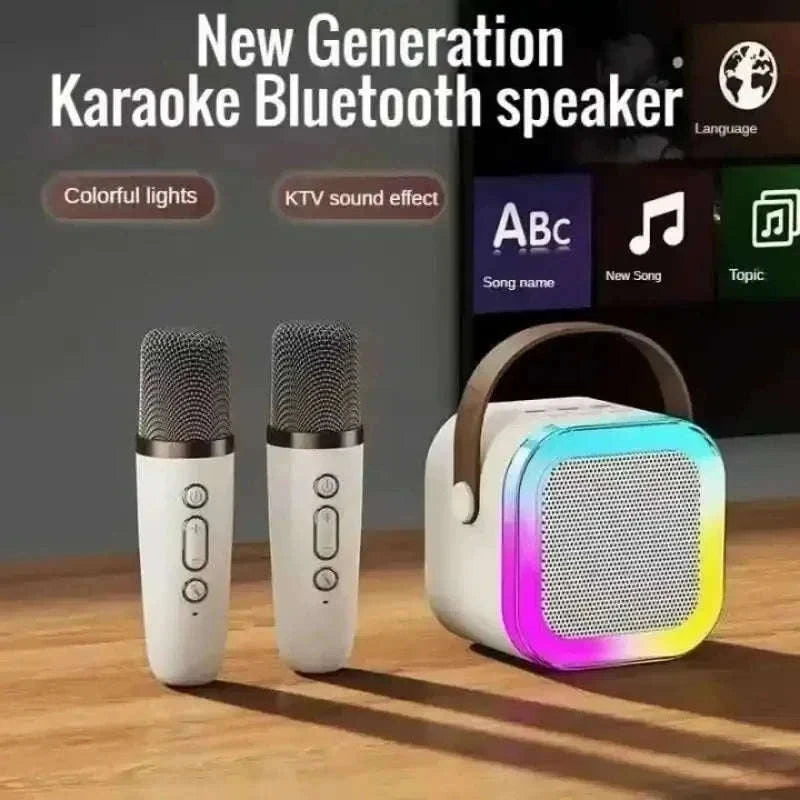 Portable Karaoke Bluetooth Speaker with Wireless Microphone & LED Lights-United States / Blue with 2Mic