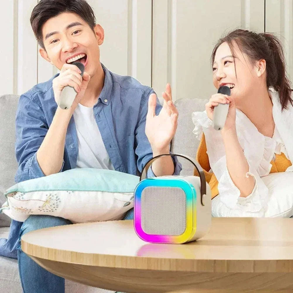 Portable Karaoke Bluetooth Speaker with Wireless Microphone & LED Lights-United States / Blue with 2Mic