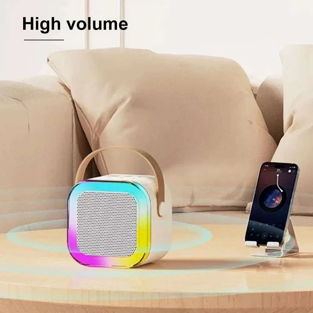 Portable Karaoke Bluetooth Speaker with Wireless Microphone & LED Lights-United States / Blue with 2Mic