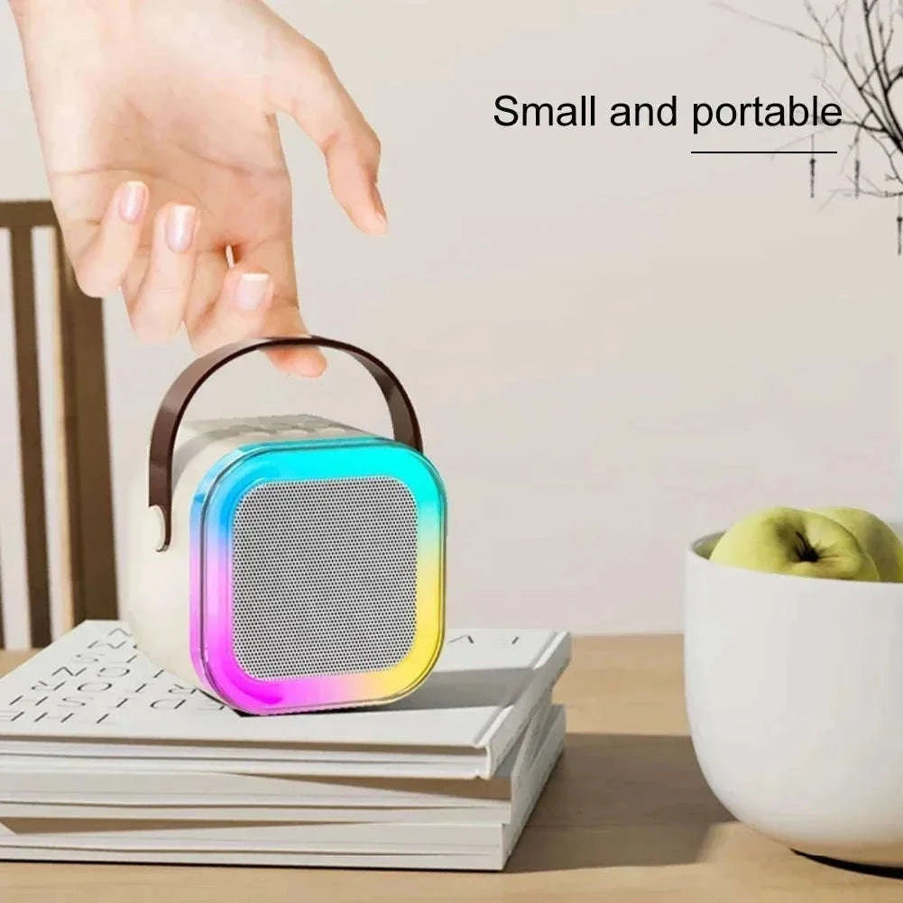 Portable Karaoke Bluetooth Speaker with Wireless Microphone & LED Lights-United States / Blue with 2Mic