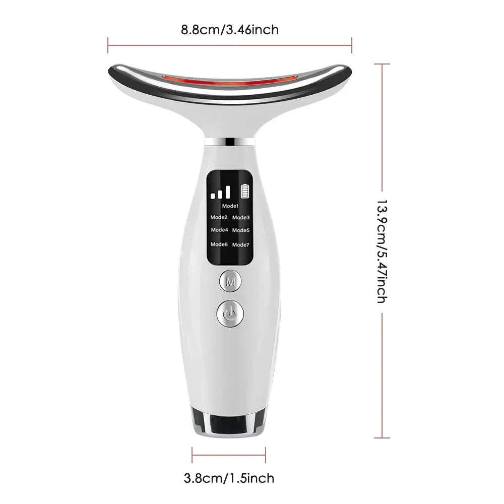 Portable LED Light Therapy Face Neck Massager-White