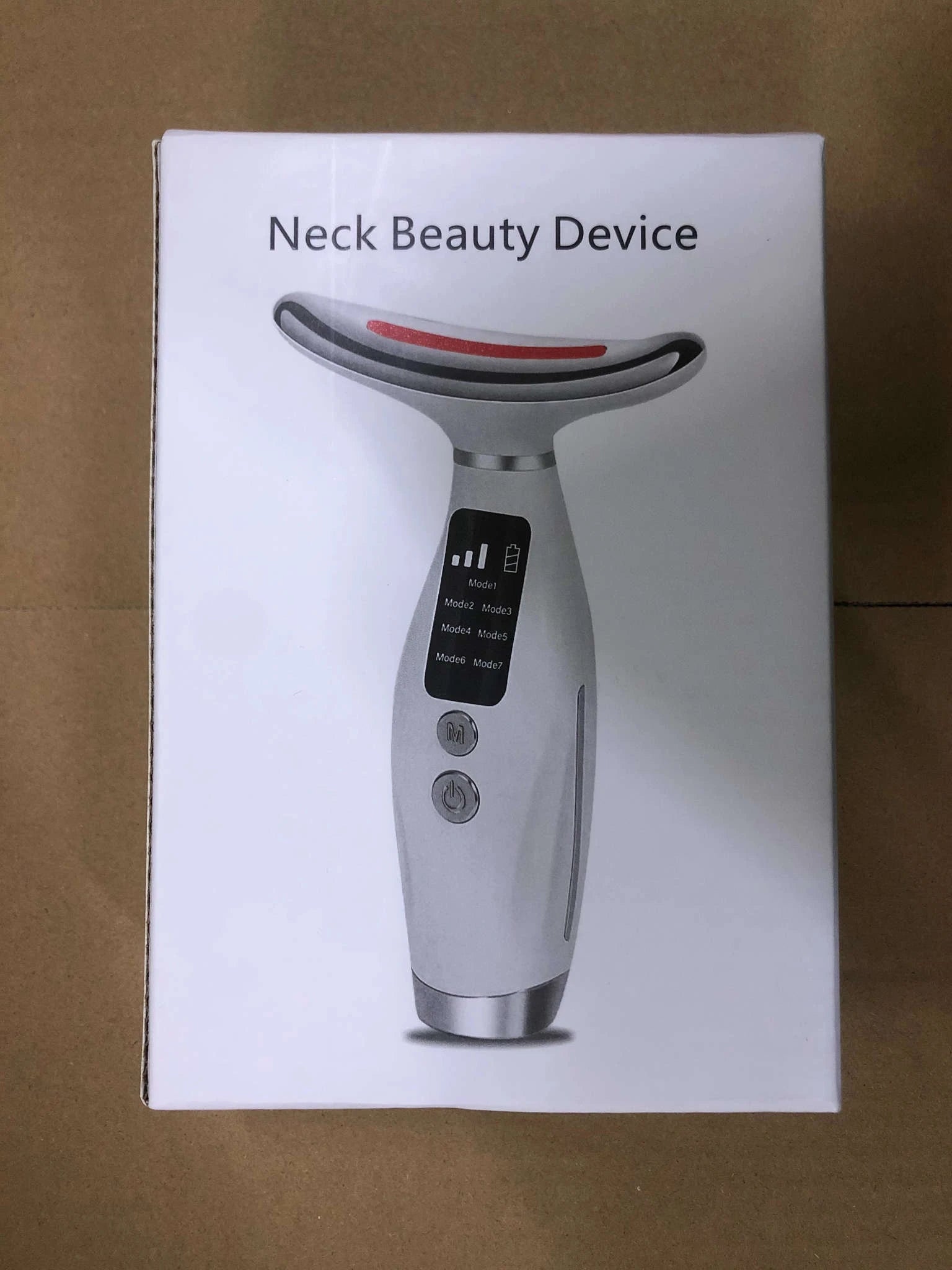 Portable LED Light Therapy Face Neck Massager-White
