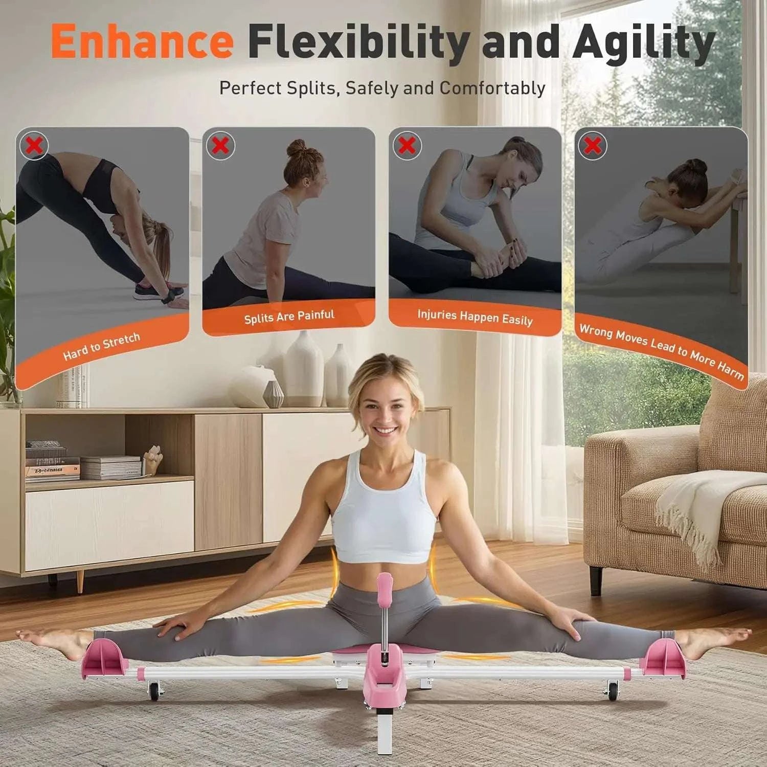 Portable Leg Stretcher Machine with 0–180° Split Training Control-Pink / United States