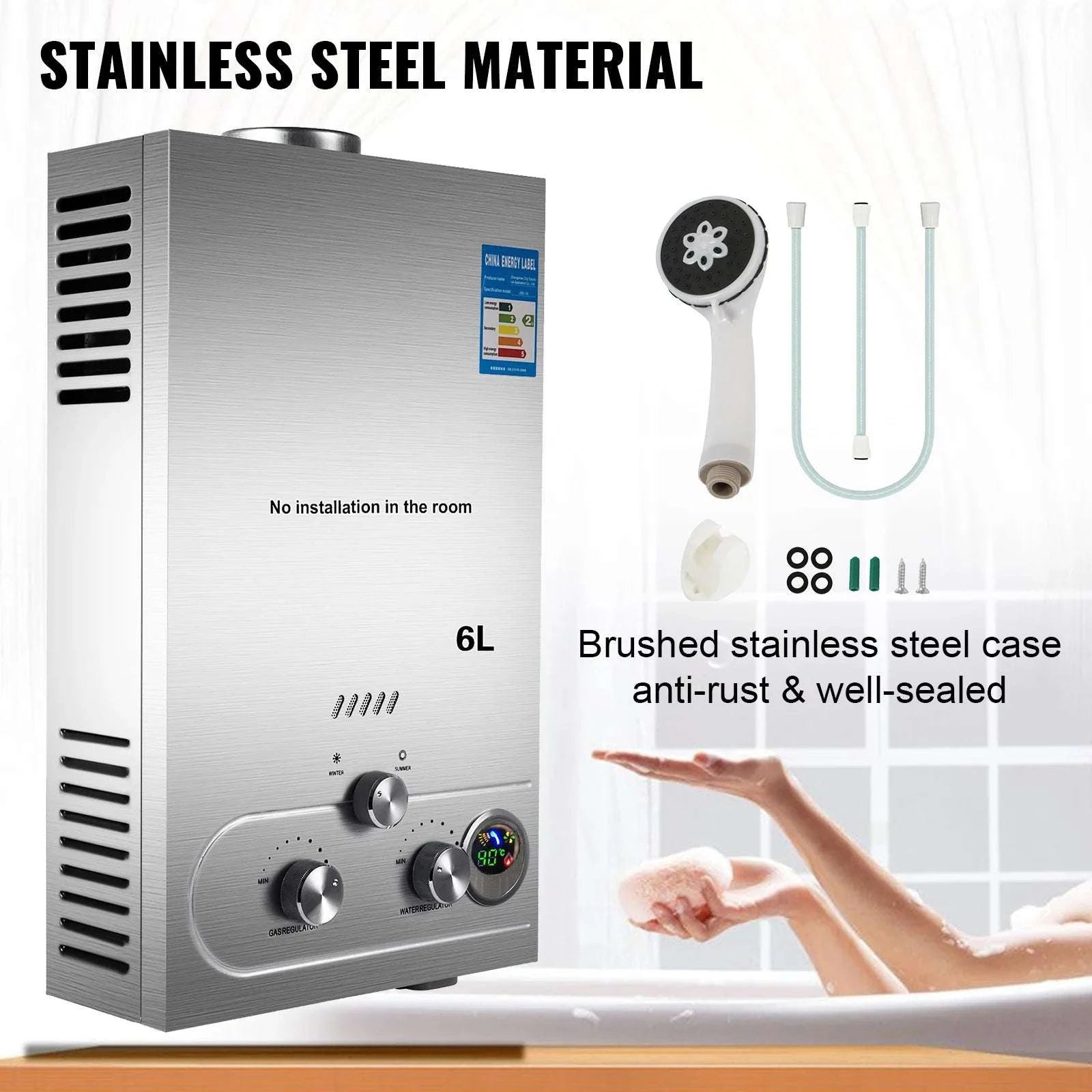Portable LPG Tankless Water Heater Outdoor Instant Hot Water System-6 L 12KW / CZECH REPUBLIC
