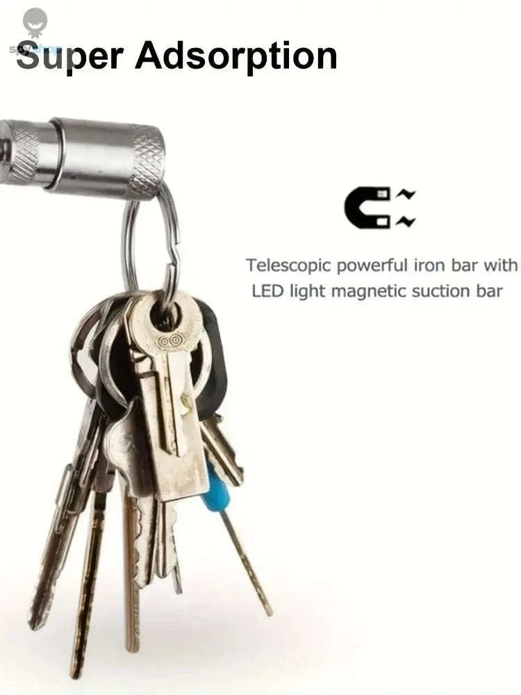 Portable Magnetic Pick Up Tool with Extendable LED Torch-Magnetic Rod