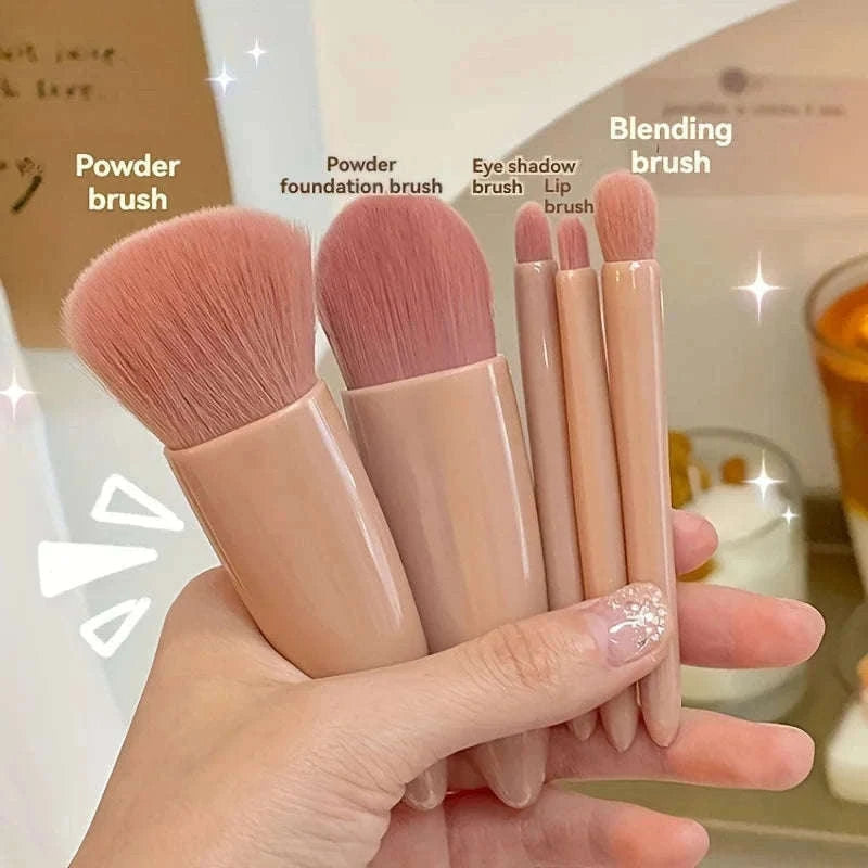 Portable Makeup Brush Set with Foldable Travel Mirror-Green