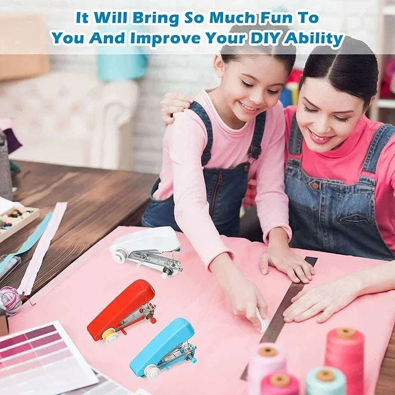 Portable Manual Sewing Machine Mini Handheld Stitch Tool-United States / Red