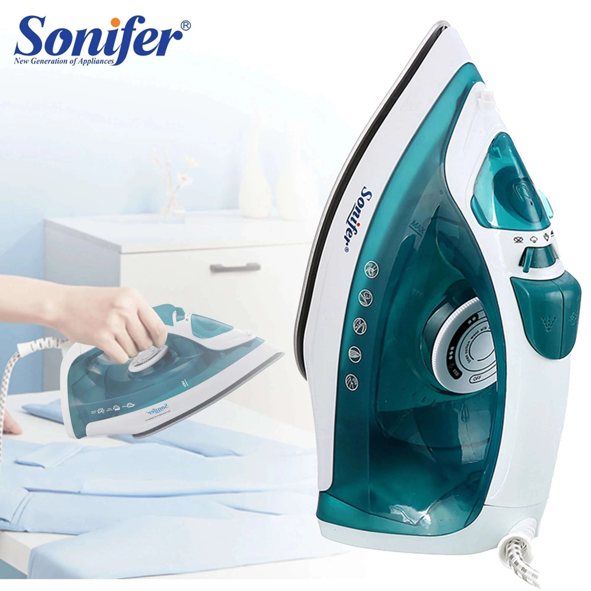 Portable Mini Garment Steamer & Steam Iron with Ceramic Soleplate-SF9034-Green / EU