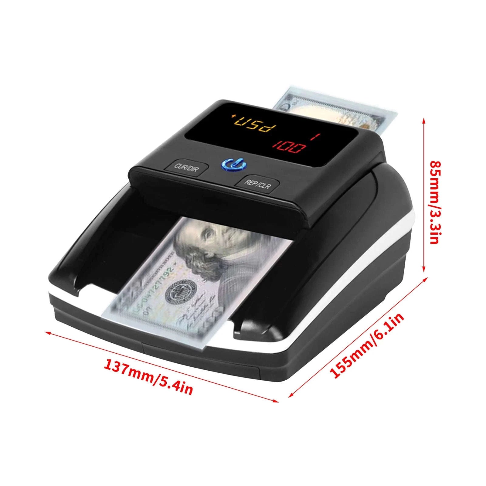 Portable Mini Money Counter and Counterfeit Bill Detector-black / EU