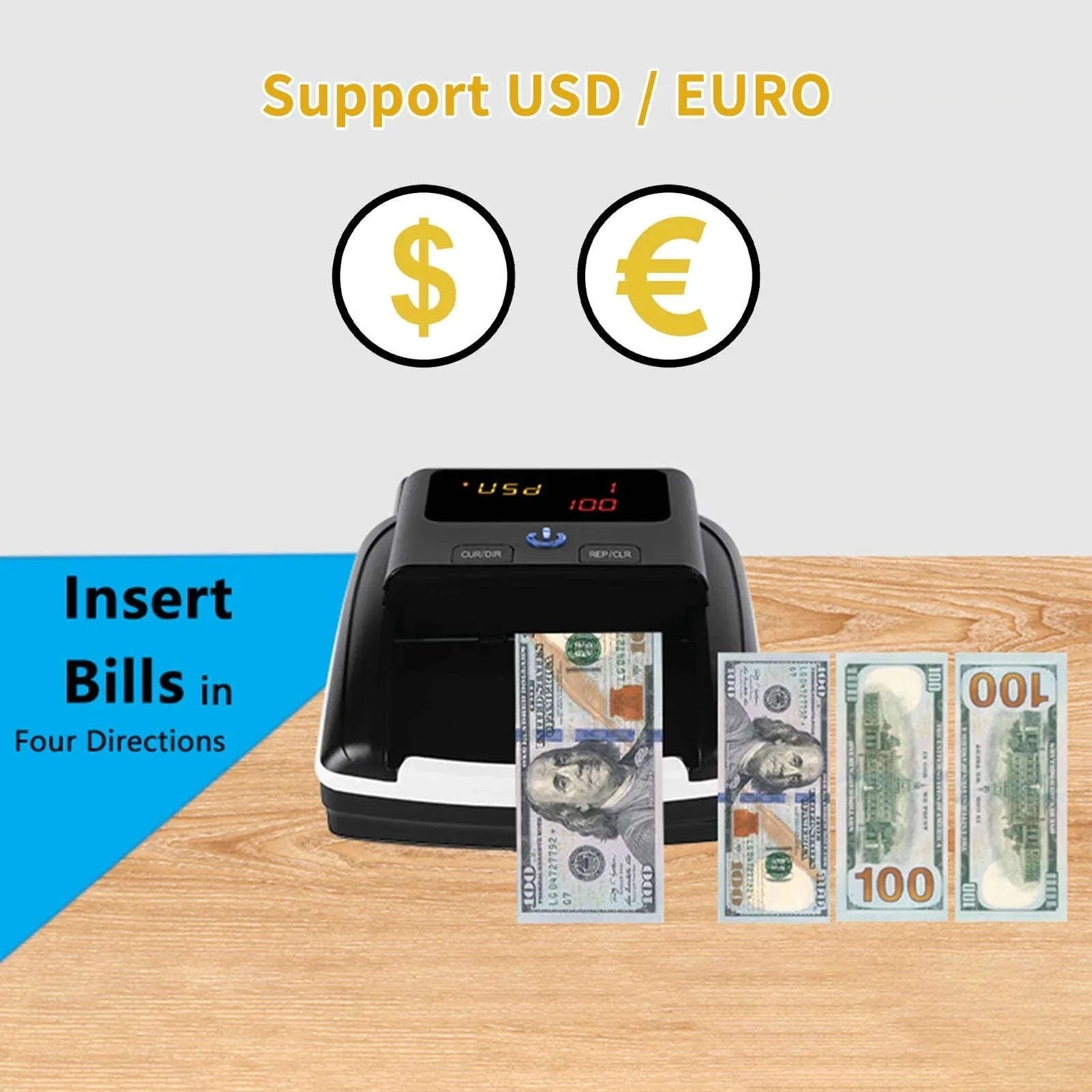 Portable Mini Money Counter and Counterfeit Bill Detector-black / EU