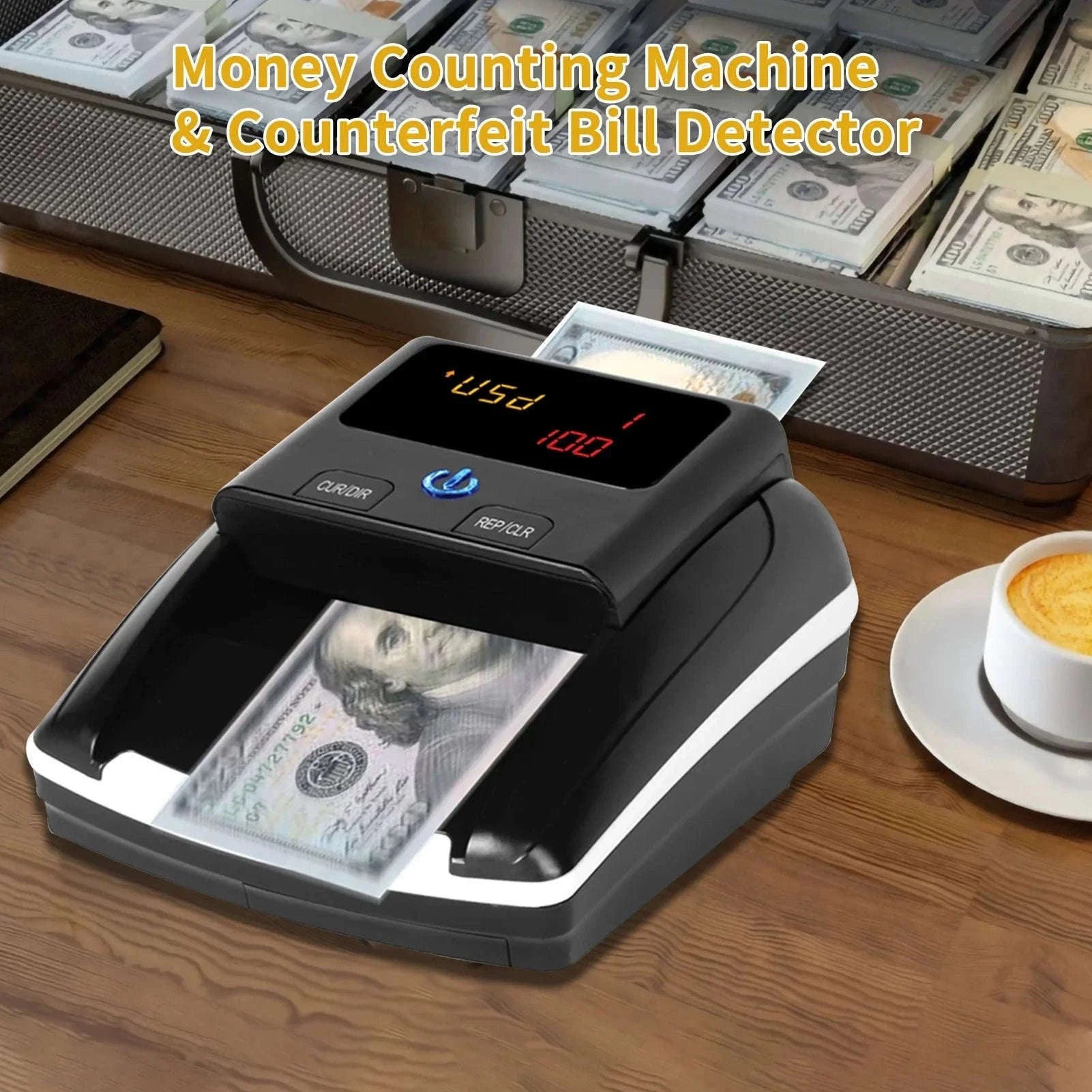 Portable Mini Money Counter and Counterfeit Bill Detector-black / EU