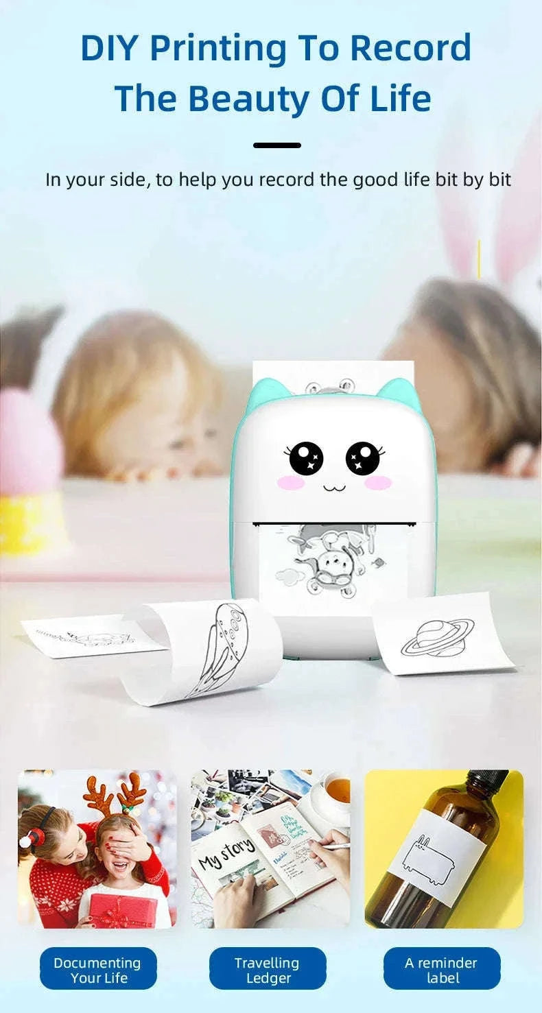 Portable Mini Printer Wireless Bluetooth Photo & Label Maker-3 Rolls Color / Other