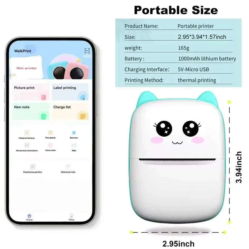 Portable Mini Printer Wireless Bluetooth Photo & Label Maker-3 Rolls Color / Other