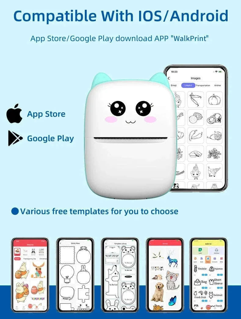 Portable Mini Printer Wireless Bluetooth Photo & Label Maker-3 Rolls Color / Other