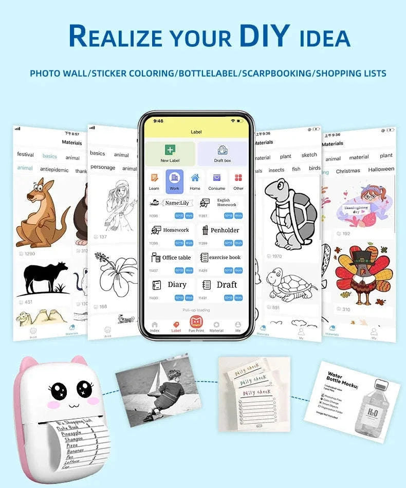 Portable Mini Printer Wireless Bluetooth Photo & Label Maker-Pink / Other