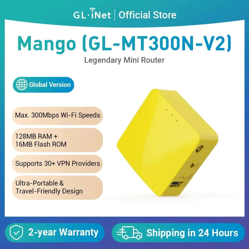Portable Mini Travel WiFi Router 300Mbps OpenWrt VPN Pocket Size-GL-MT300N-V2 / United States