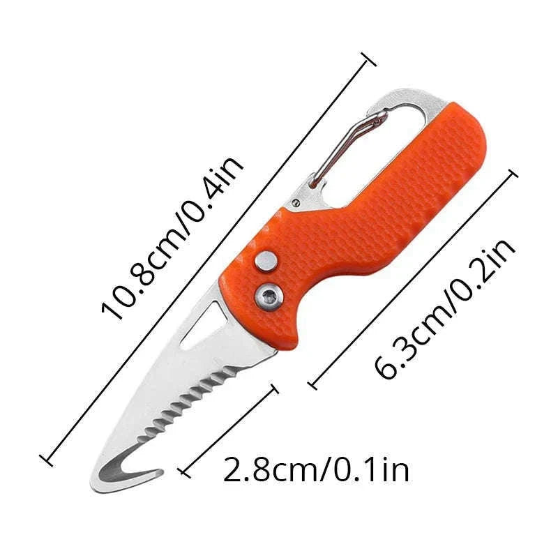 Portable Multi-Functional Parcel Knife Keychain, Black/Orange-Orange