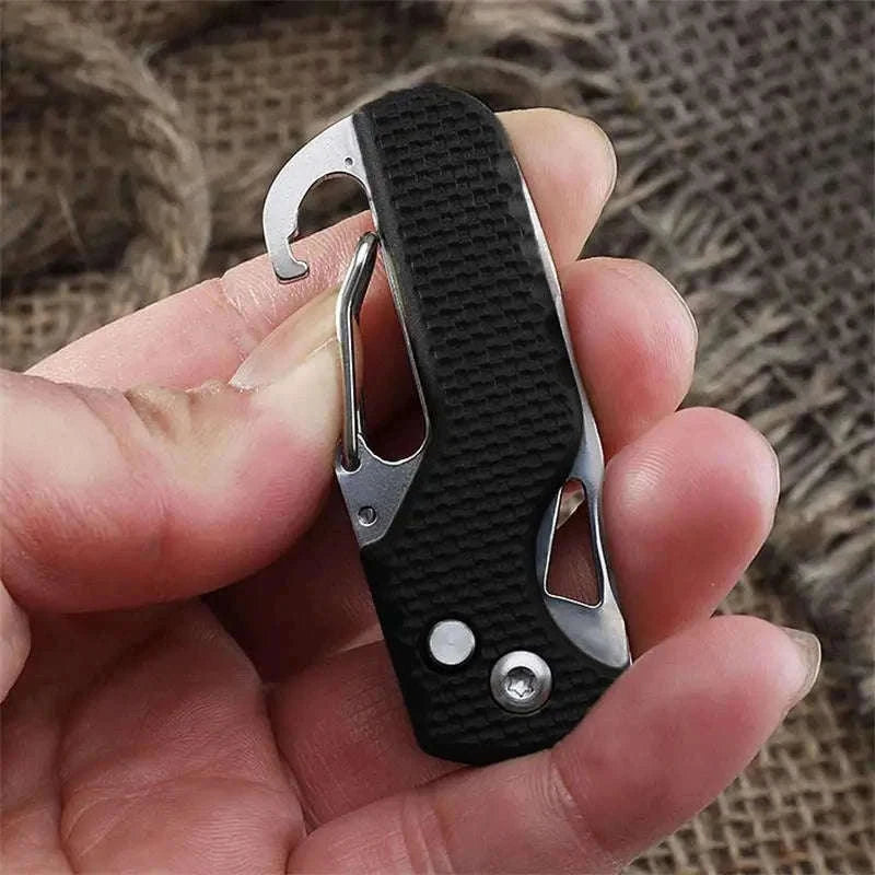 Portable Multi-Functional Parcel Knife Keychain, Black/Orange-Orange