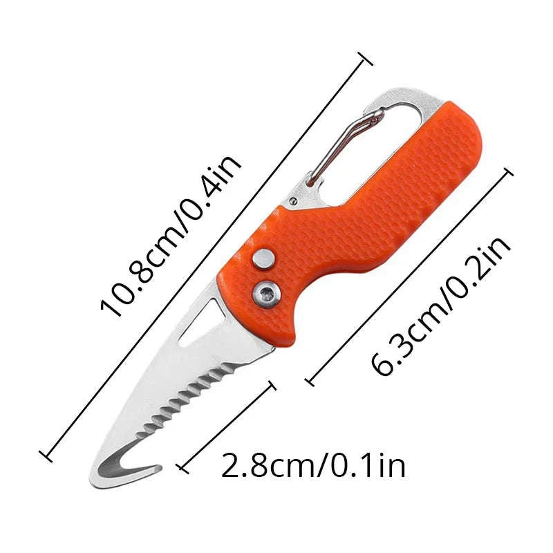Portable Multi-Functional Parcel Knife Keychain — Black/Orange-Orange