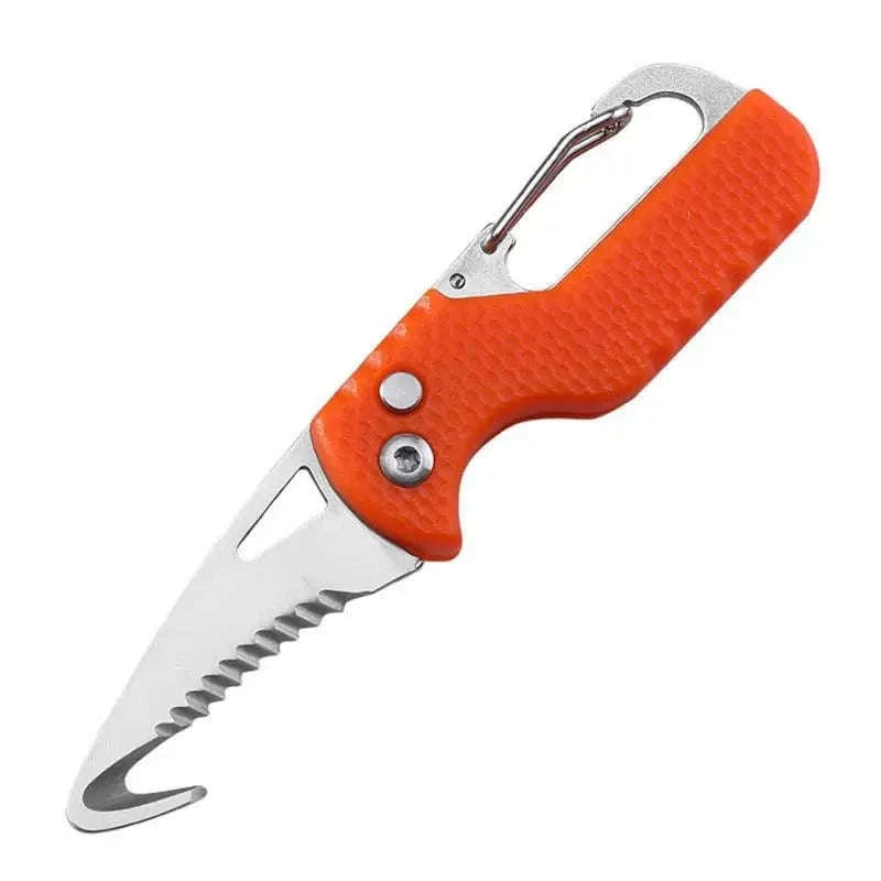 Portable Multi-Functional Parcel Knife Keychain, Black/Orange-Orange