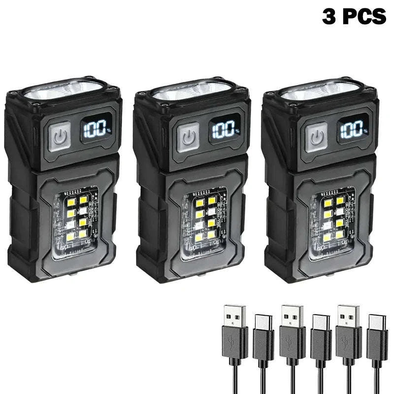 Portable Multifunctional USB Rechargeable LED Flashlight-3 PCS