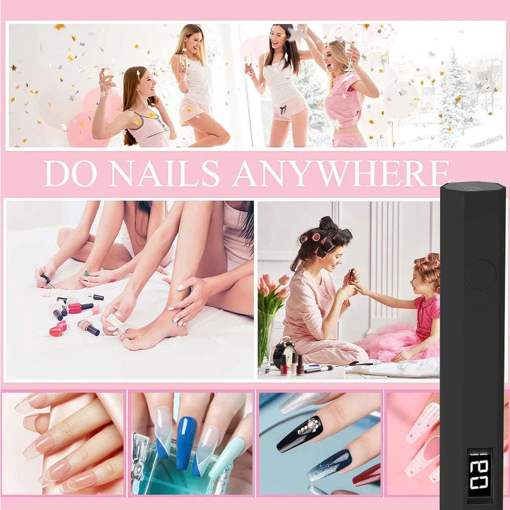 Portable Nail Dryer UV LED Gel Lamp-With Display Black / USB