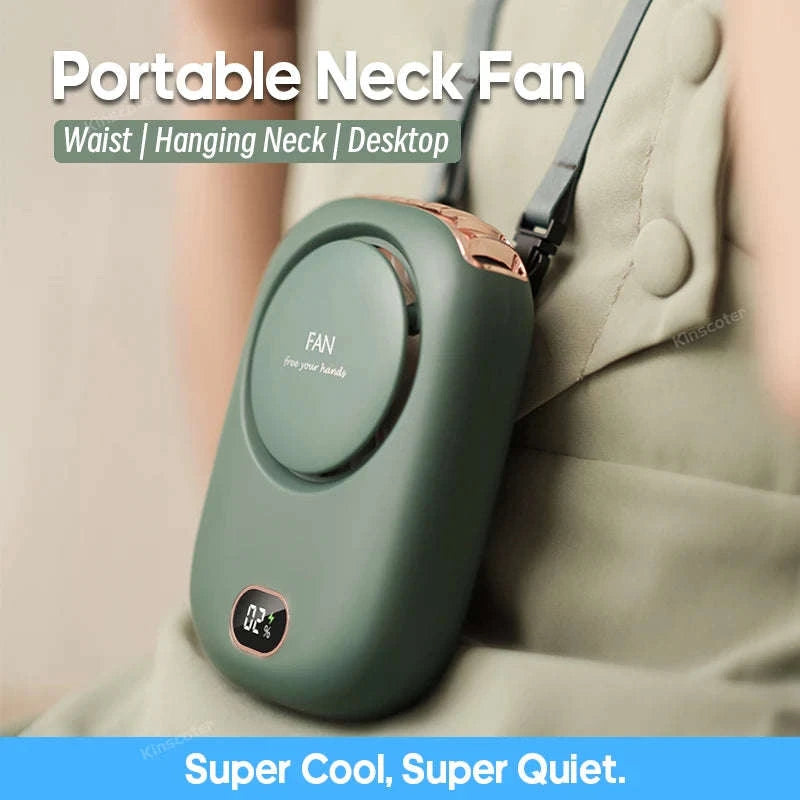 Portable Neck Fan USB Rechargeable 3-Speed Bladeless Cooling Fan-WHITE