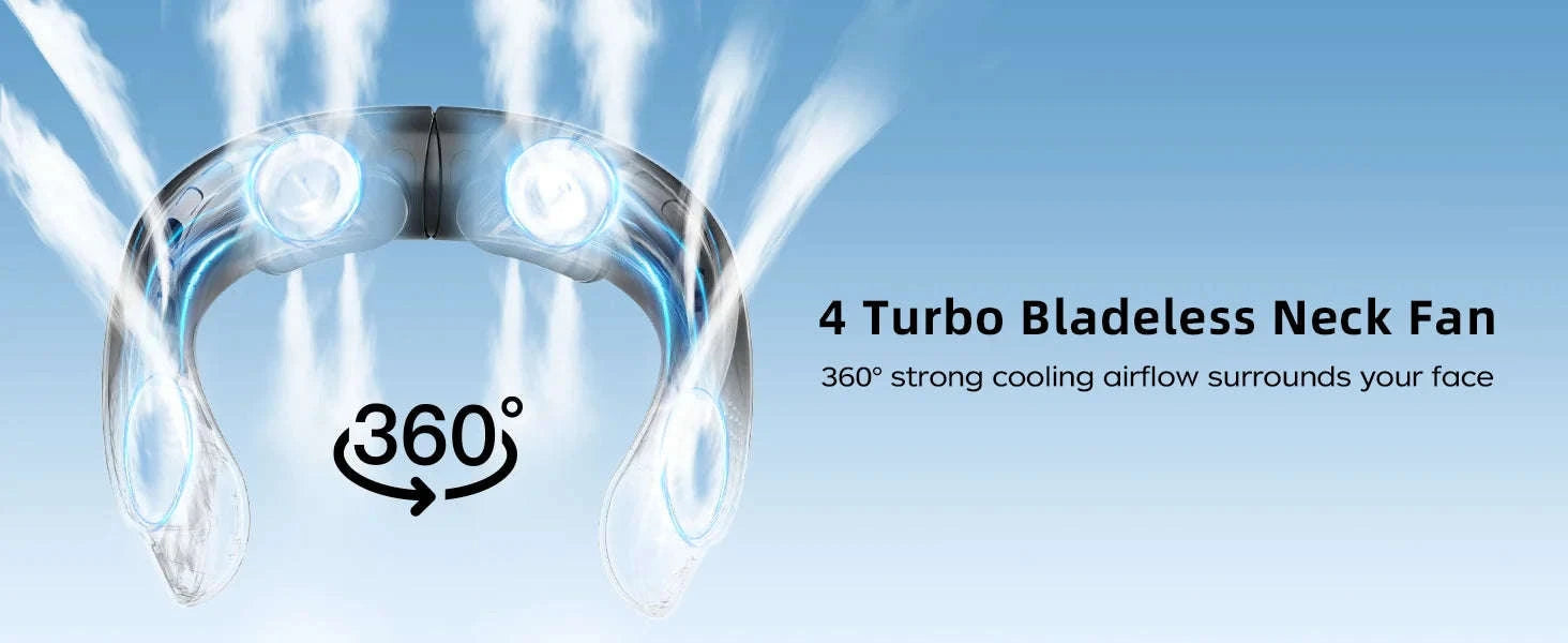 Portable Neck Fan with 4000mAh Battery and 3 Speeds-S8-Balck / United States