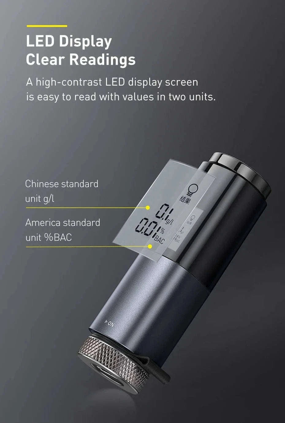Portable Non-Contact Alcohol Breathalyzer with LED Display-Black