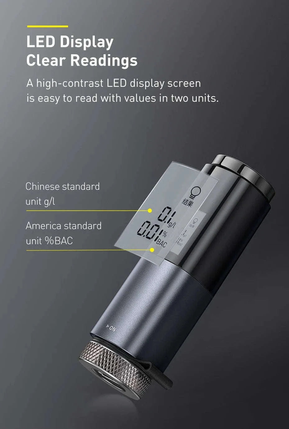 Portable Non-Contact Alcohol Breathalyzer with LED Display-Black
