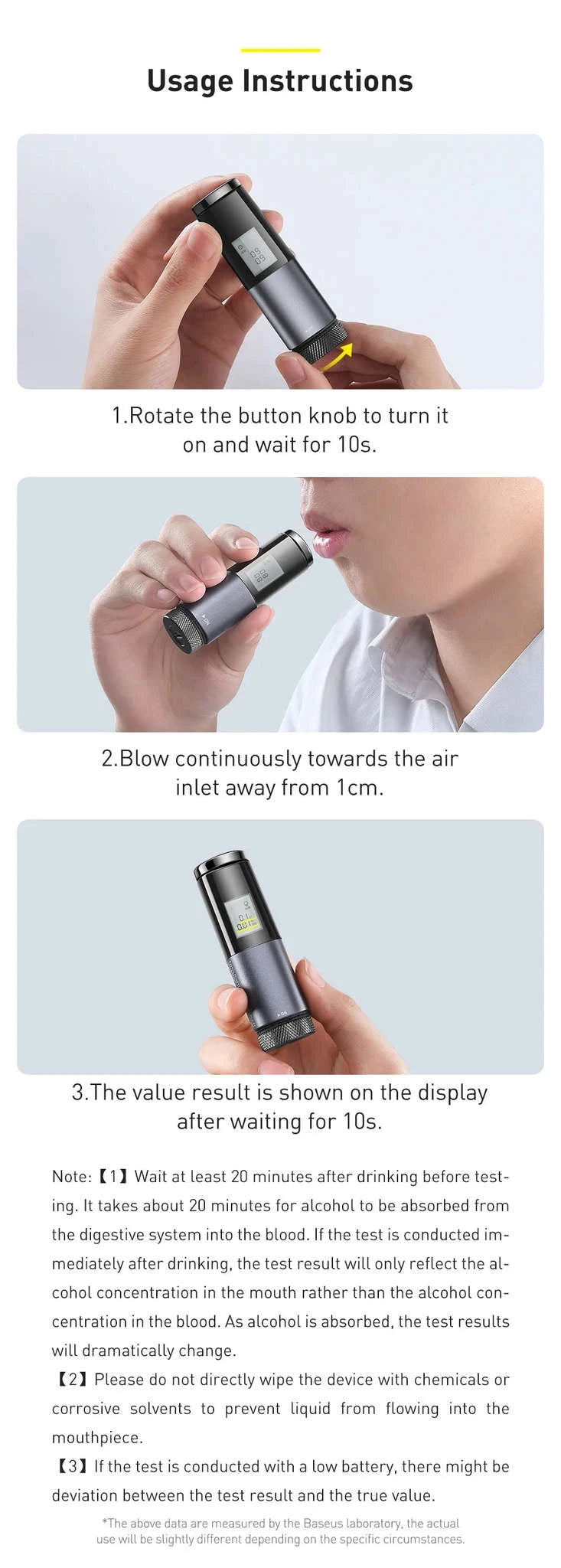 Portable Non-Contact Alcohol Breathalyzer with LED Display-Black