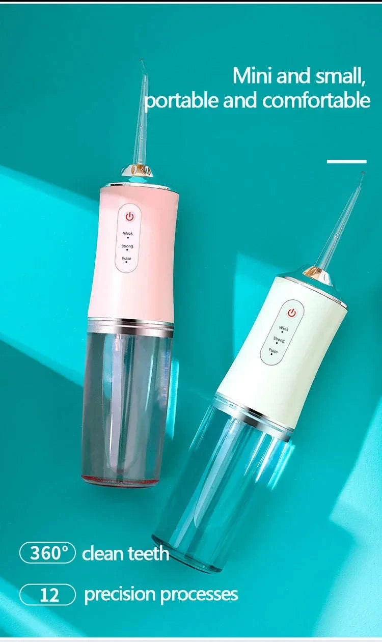Portable Oral Irrigator Water Flosser with 4 Nozzles & Modes-Pink / United States