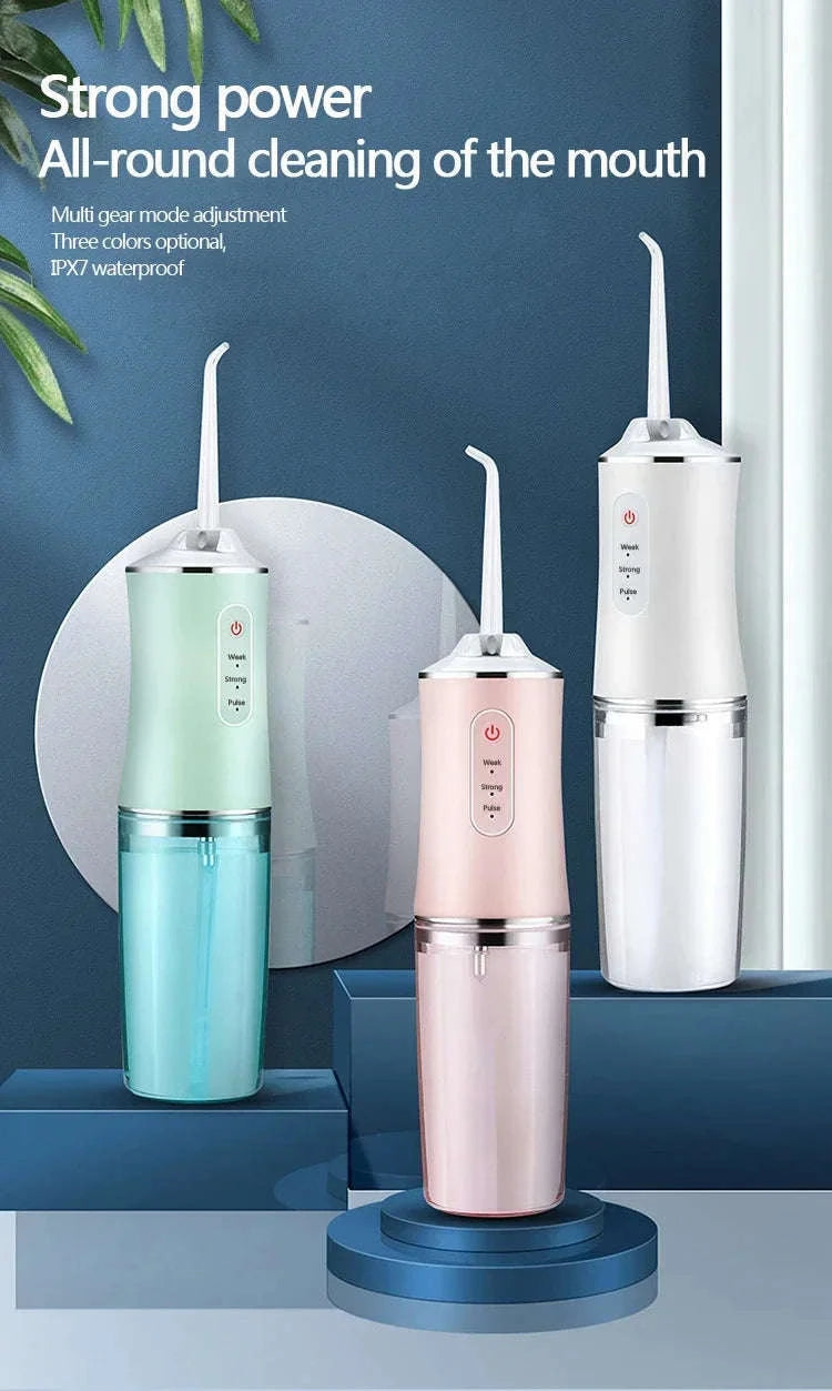 Portable Oral Irrigator Water Flosser with 4 Nozzles & Modes-Pink / United States