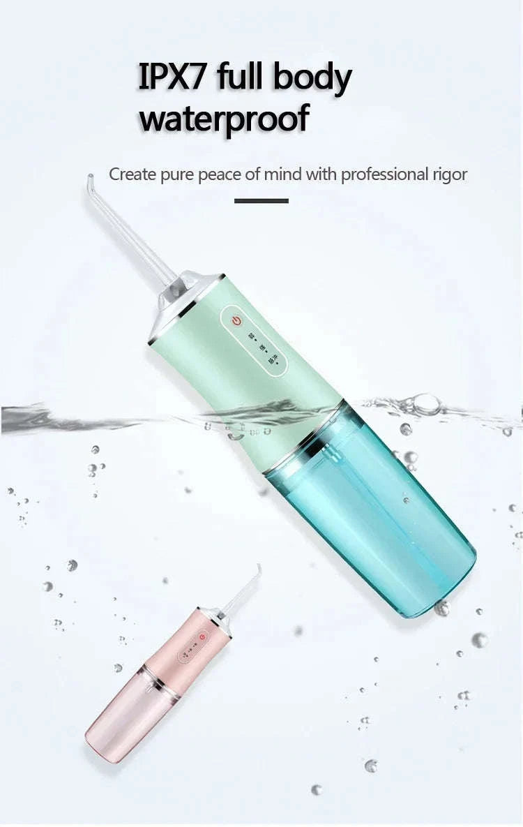 Portable Oral Irrigator Water Flosser with 4 Nozzles & Modes-Pink / United States