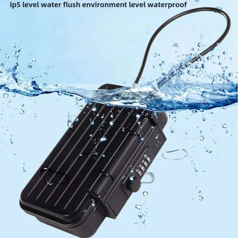 Portable Outdoor Lockbox with Cable & Code for Keys and Valuables-Black