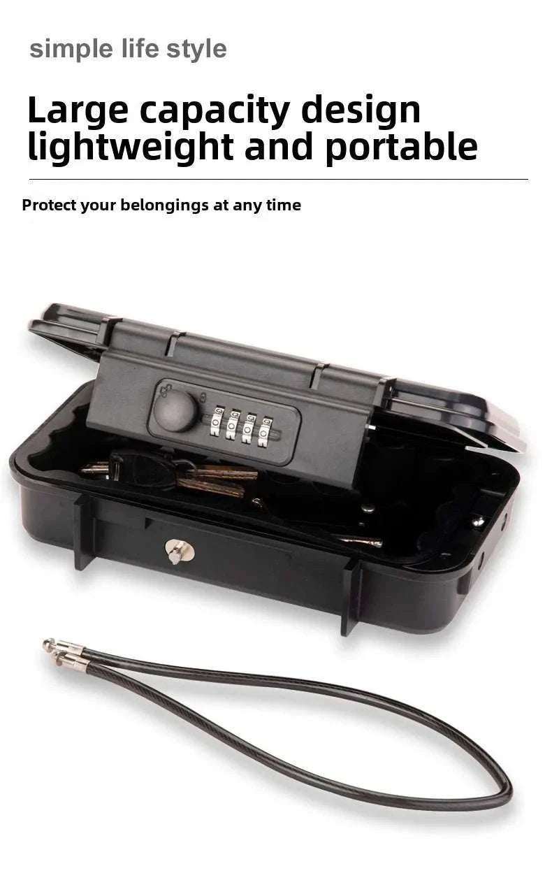 Portable Outdoor Lockbox with Cable & Code for Keys and Valuables-