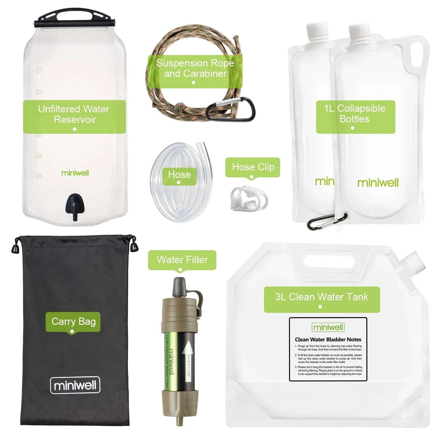 Portable Outdoor Water Filter Kit with Bag-L630S / United States