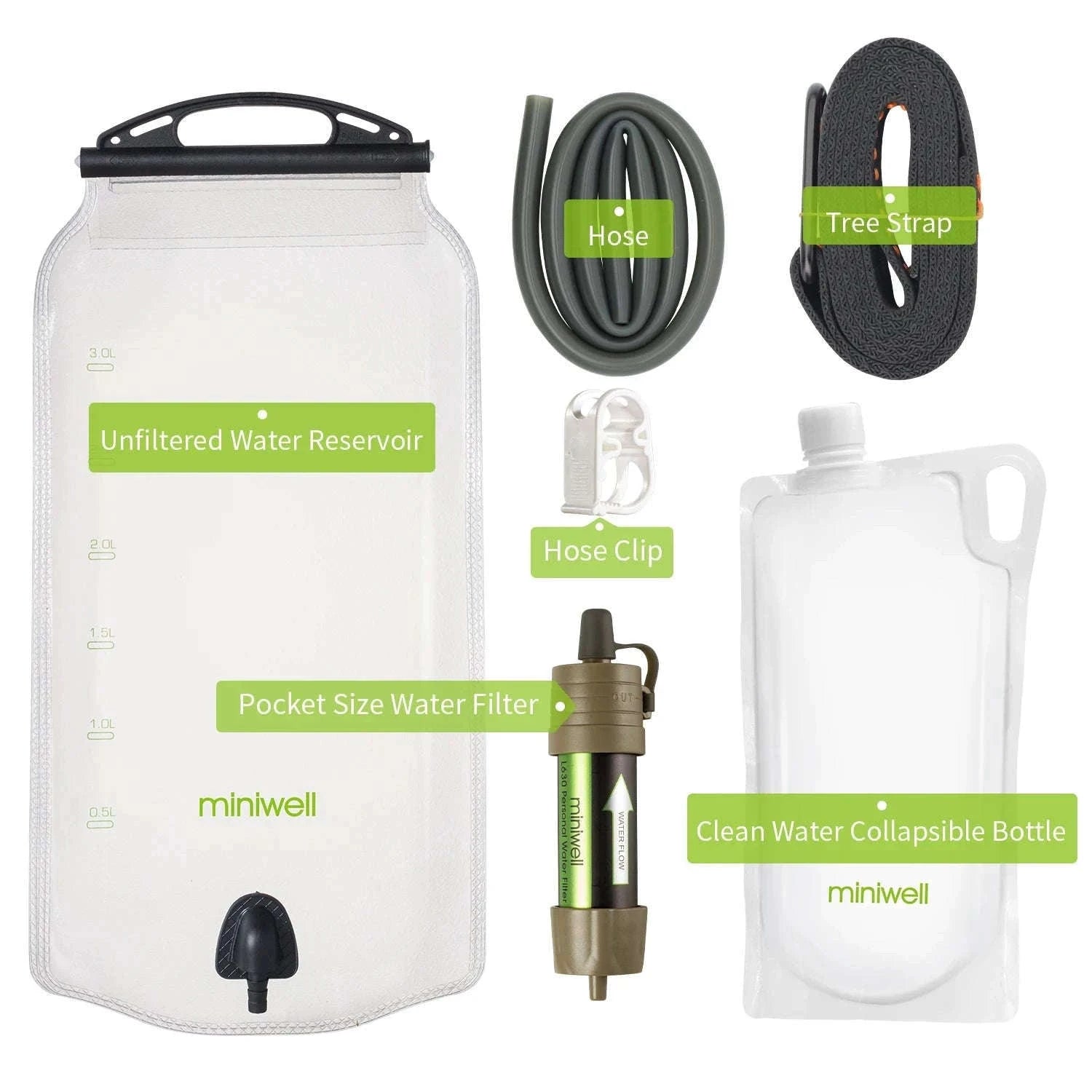 Portable Outdoor Water Filter Kit with Bag-L630S / United States