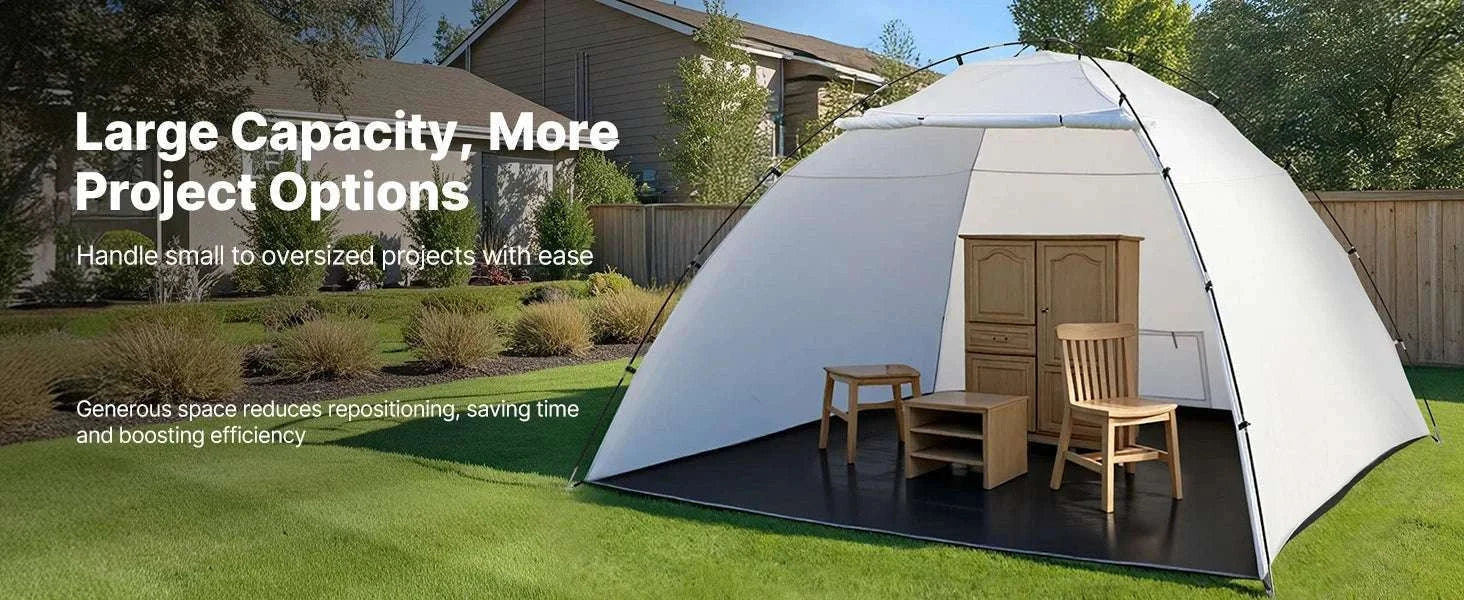 Portable Paint Booth Tent with Floor Large Spray Shelter-White Stand S / france