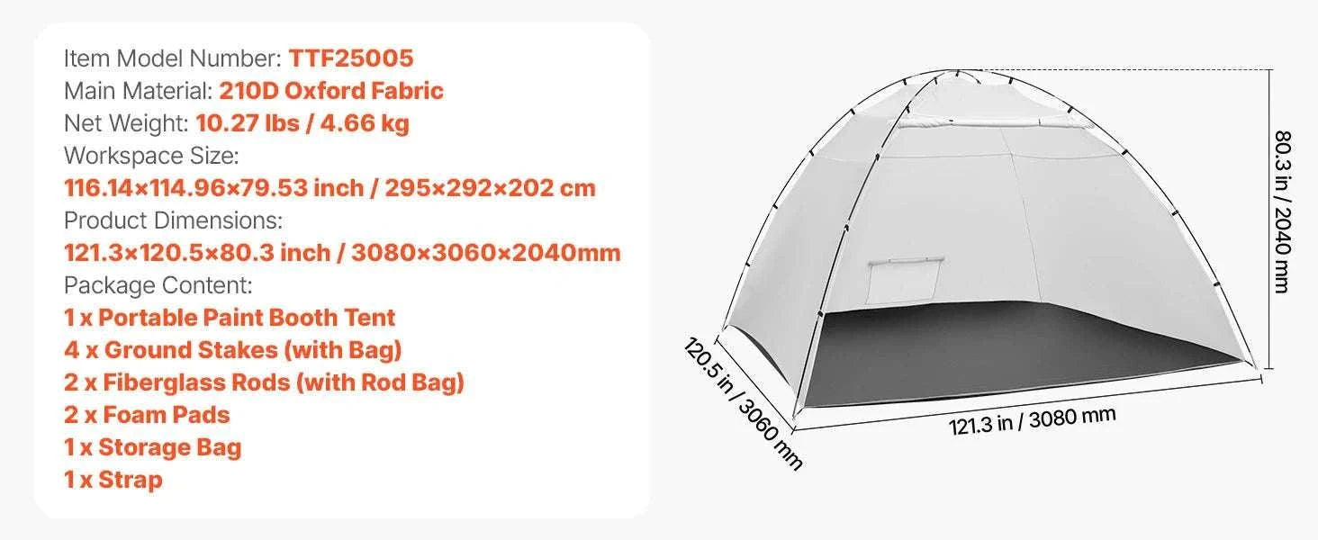 Portable Paint Booth Tent with Floor Large Spray Shelter-White Stand S / france
