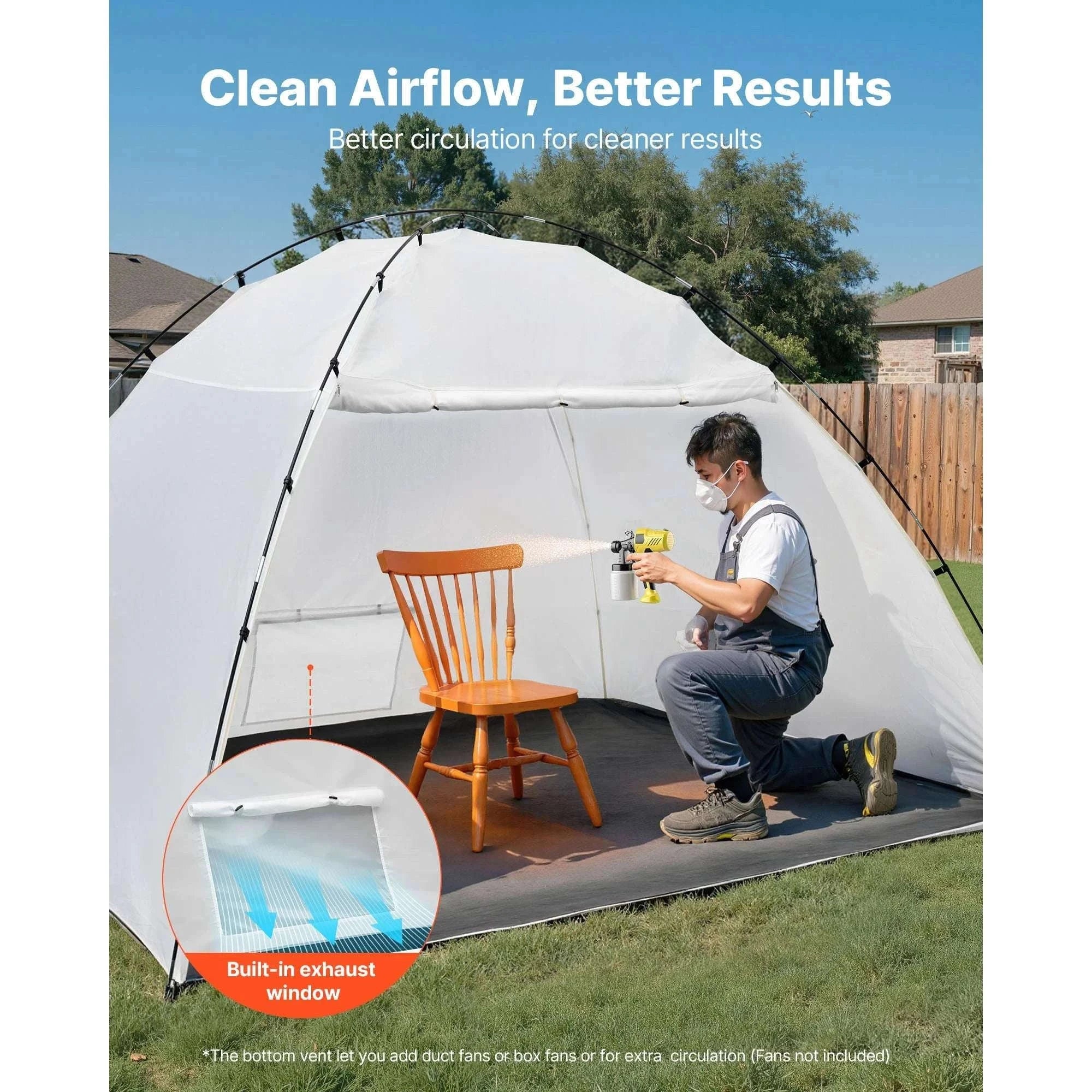 Portable Paint Booth Tent with Floor Large Spray Shelter-White Stand S / france
