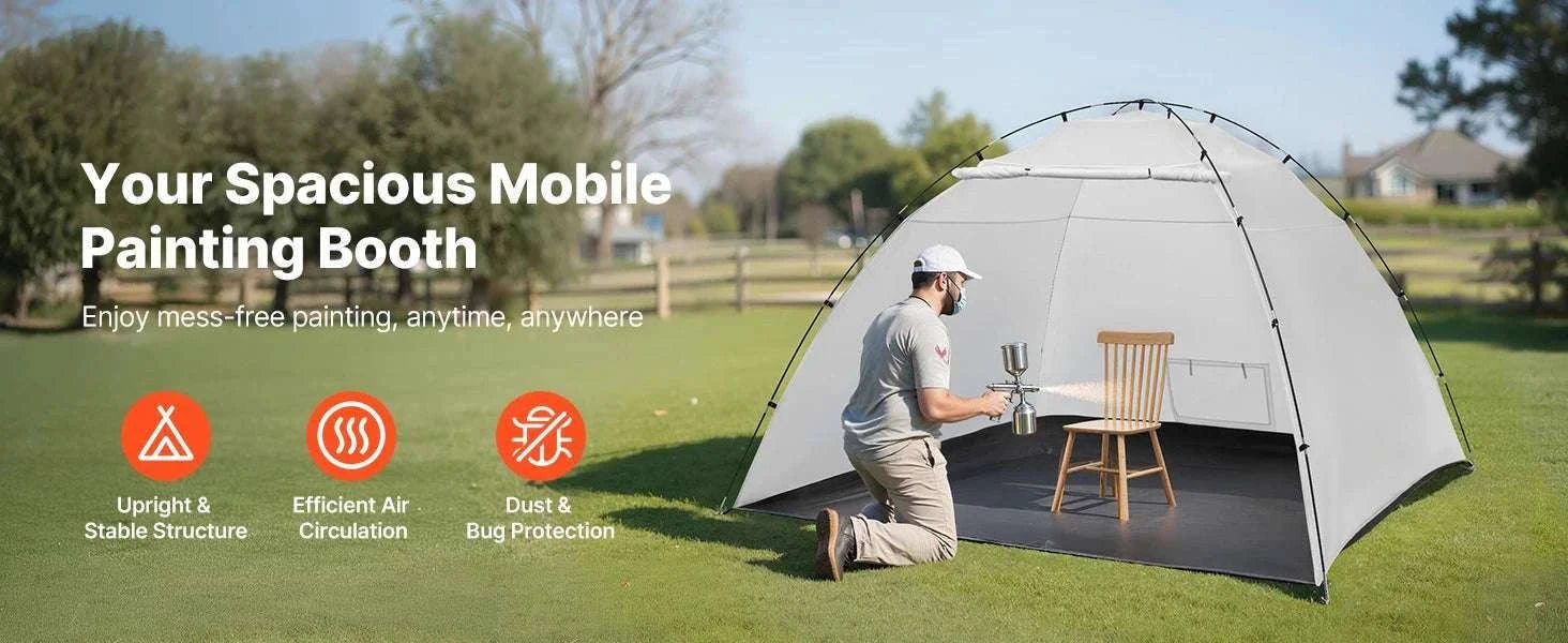 Portable Paint Booth Tent with Floor Large Spray Shelter-White Stand S / france