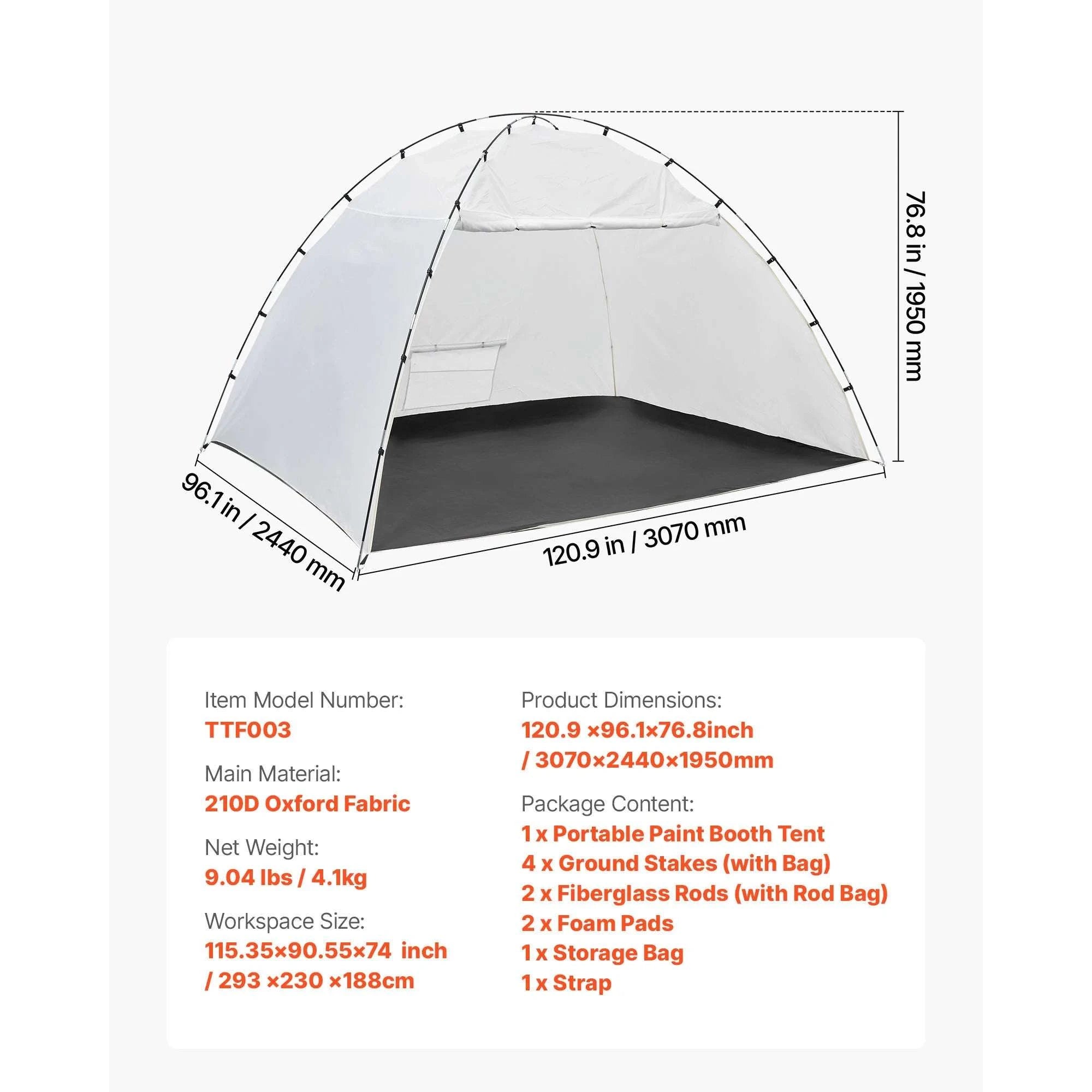 Portable Paint Booth Tent with Floor Large Spray Shelter-White Stand S / france