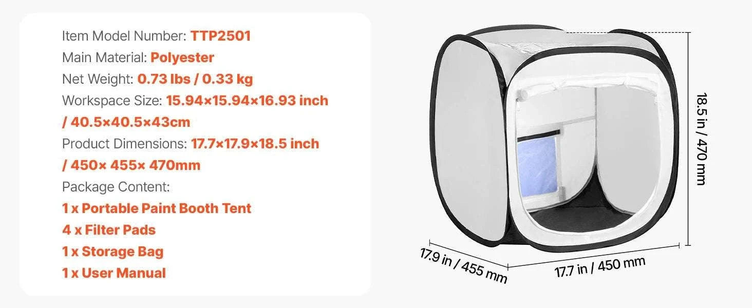 Portable Paint Booth Tent with Floor Large Spray Shelter-White Stand S / france