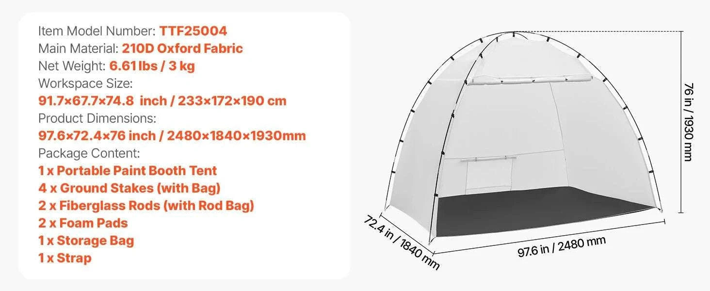 Portable Paint Booth Tent with Floor Large Spray Shelter-White Stand S / france